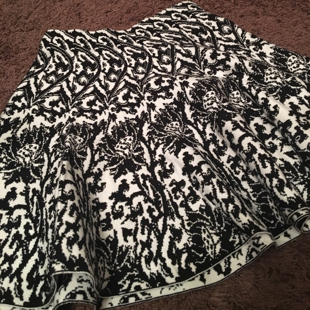 Black & White Patterned Flared Skirt